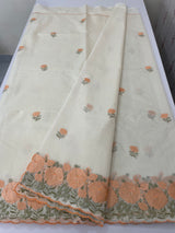 Mul chanderi embriodery saree with scalloped borders MSH176