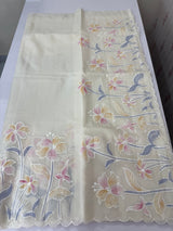 Soft mul chanderi saree with prints and embroidery MSH190 - Ivory