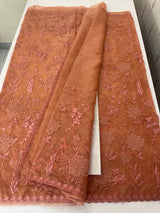 Soft organza saree with applique and thread work - MSH956 (2) Peach