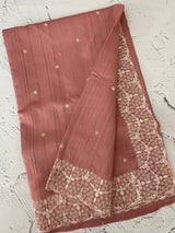 Semi tussar saree with embroidery MST122 DustyPeach