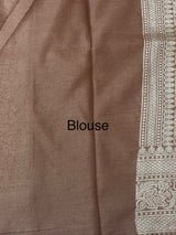 Banarasi semi katan saree in silver zari SHSNRIC -Nude Brown