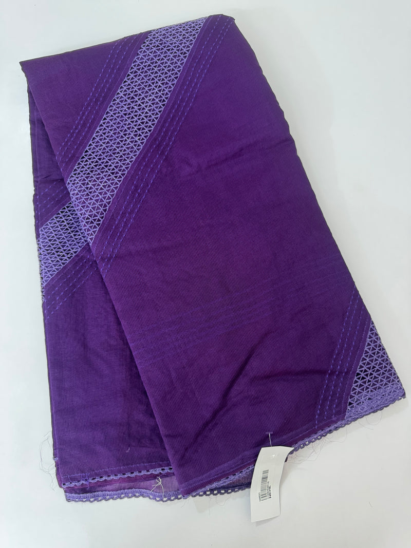 Supernet saree with crochet work and lace border MCJ5433 - Purple(Design - Diagonal Crochet)
