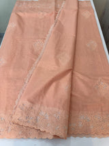 Mul chanderi saree with applique borders MSH112 - Peach 2