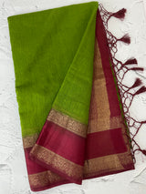 Semi Jute silk sarees with contrast pallu & blouse MJL392
