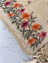 Blended tussar saree with embroidery- MSH890 Cream