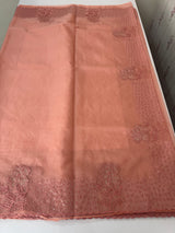 Semi Organza saree with applique and sequence borders - MCW699 Peach
