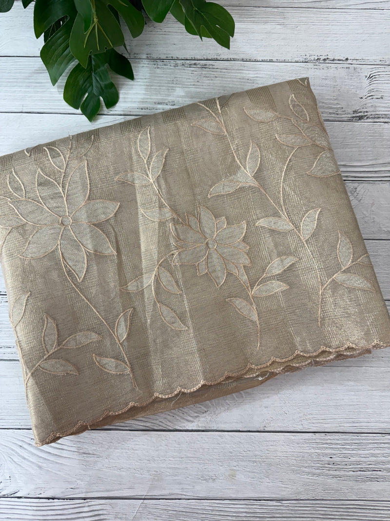 Tissue Silk applique work saree MSH133 Design 2- CloudGrey