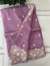 Kosa Tussar silk saree with cutwork borders - SSKW155