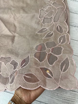 Moonga checks saree with Applique work borders  MSH149 (2)- Mushroom Brown