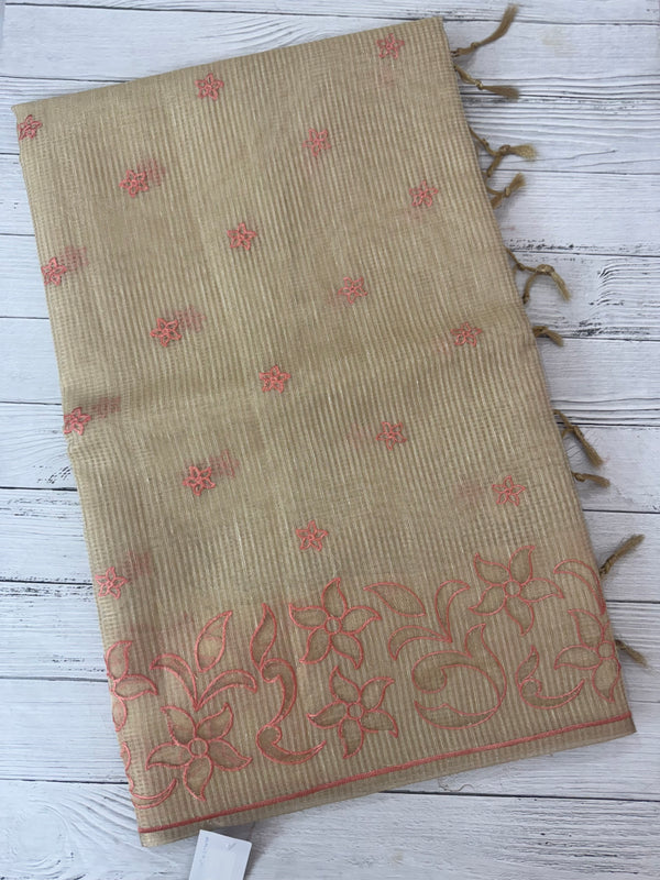 Tissue silk saree with applique work MTSS987