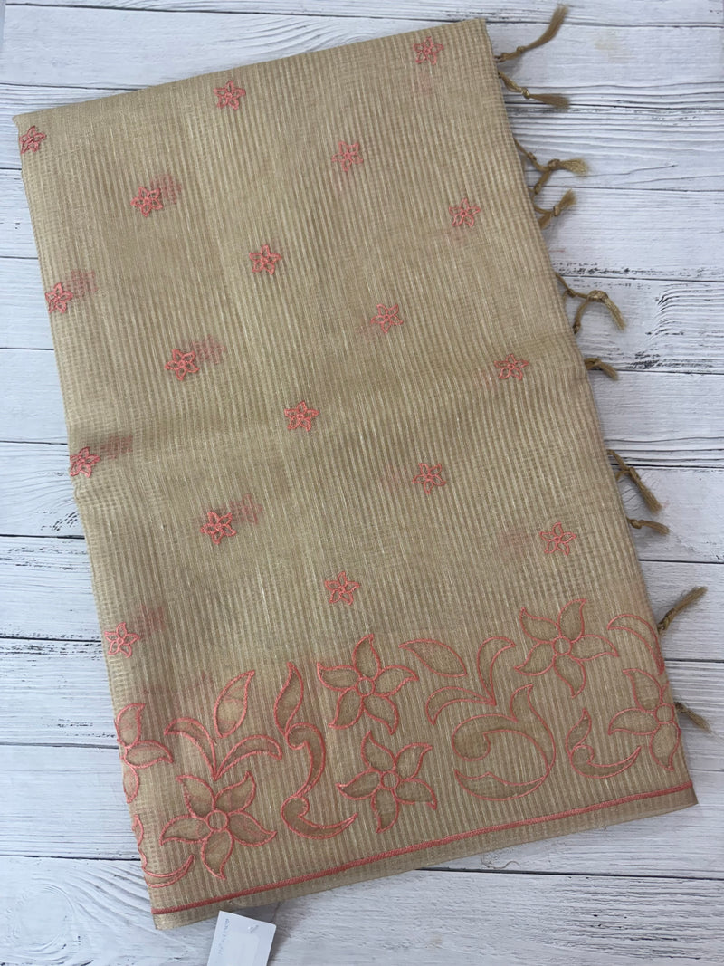 Tissue silk saree with applique work MTSS987