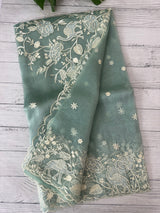 Tissue Organza saree with embroidery work MS15727