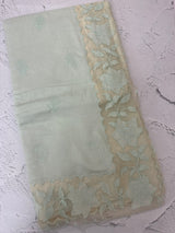 Soft Pashmina saree with organza Applique borders MSH251 - PastelAqua