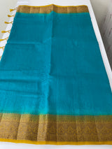 Jute silk sarees with contrast pallu & blouse MJL396