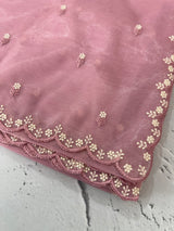 Glassy tissue organza saree with embroidery FKSF121- PastelPink