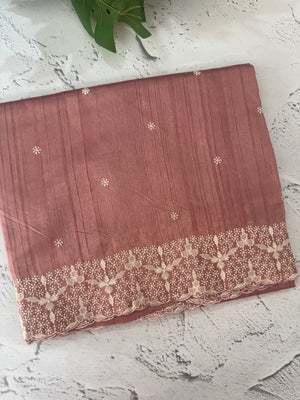 Semi tussar saree with embroidery MST122 DustyPeach