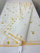 NetkKota saree with embroidery MS6868- Yellow