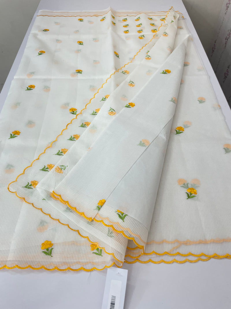 NetkKota saree with embroidery MS6868- Yellow