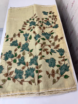 Tissue linen saree with applique work MLS5478