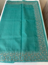 Organza saree with embroidery borders - MSH907 BluemixGreen