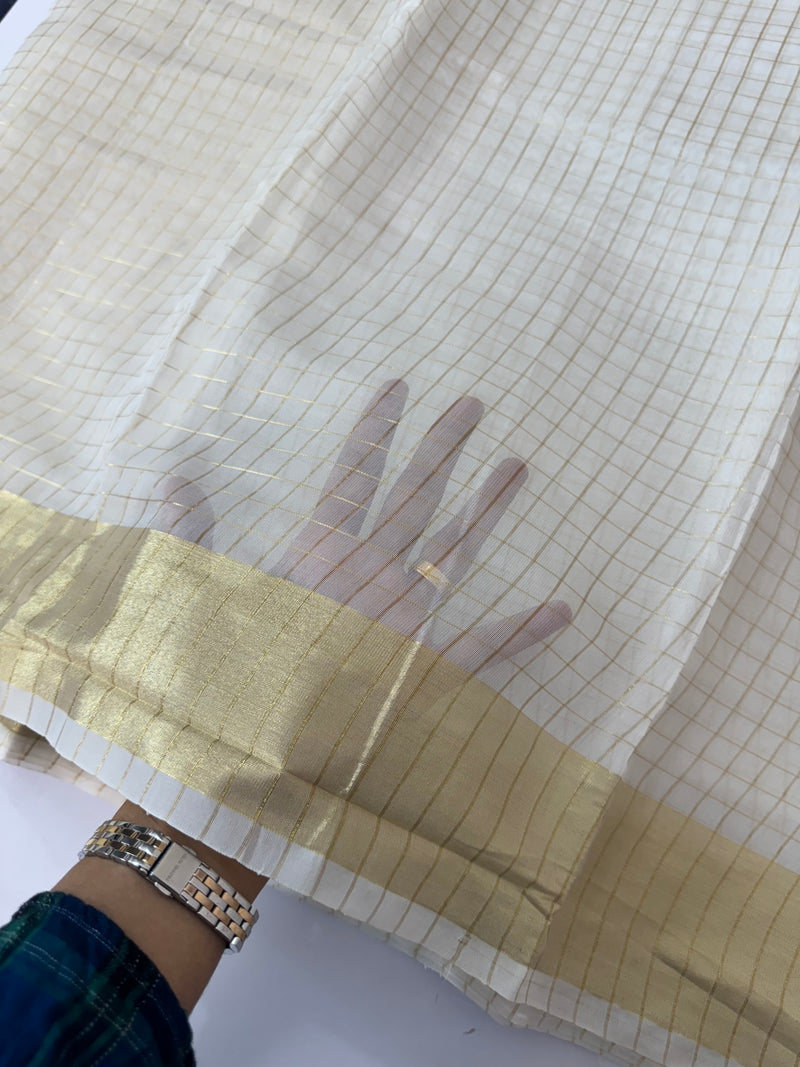 Semi organza saree with checks MOS8544