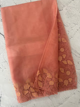 Soft Organza saree with embroidery borders - MCW786 Peach