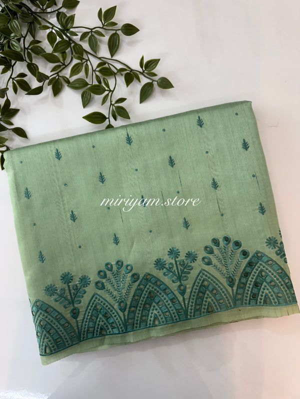 Semi tussar saree MTSS675 Bluegreen