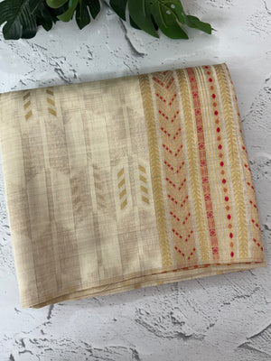 Semi chanderi tussar saree with brocade pallu and blouse MKT891 (2) Red
