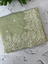 Soft Chanderi saree with embroidery borders- MCK77 LightGreen