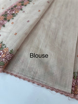 Embriodery Kota Silk Cutwork saree SBLCYTM - Pastel PeachPink