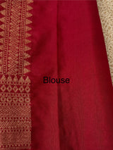 Semi katan Banarasi saree with antique zari weaving MSKZ250 Offwhite & MaroonRed