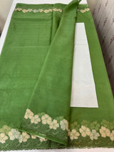 Soft organza saree with turkish applique borders- MCW735