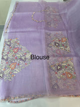 Tissue organza saree with fully worked blouse MS14176