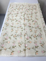 Kota Supernet embriodery saree SHSNYNM- White