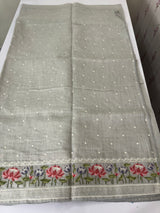 Semi linen saree with embroidery- MS15167