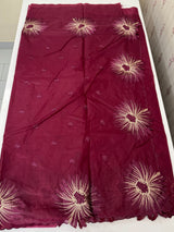 Organza saree with embroidery borders MOS4765 MaroonWine