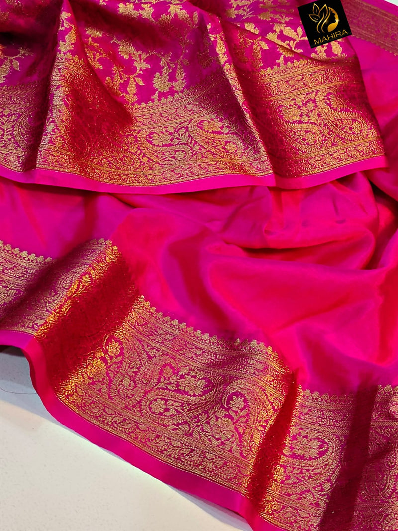 Soft dola silk saree with brocade blouse MDLS215 RaniPink