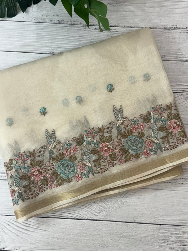 Chanderi viscose silk saree with embroidery MS98544