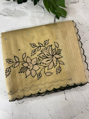 Copper Tissue silk saree with applique work MSH252