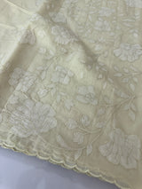 Mul chanderi applique work saree  MSH146 - PaleYellow