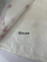 NetKota saree with embroidery - MS14890 White to Pink
