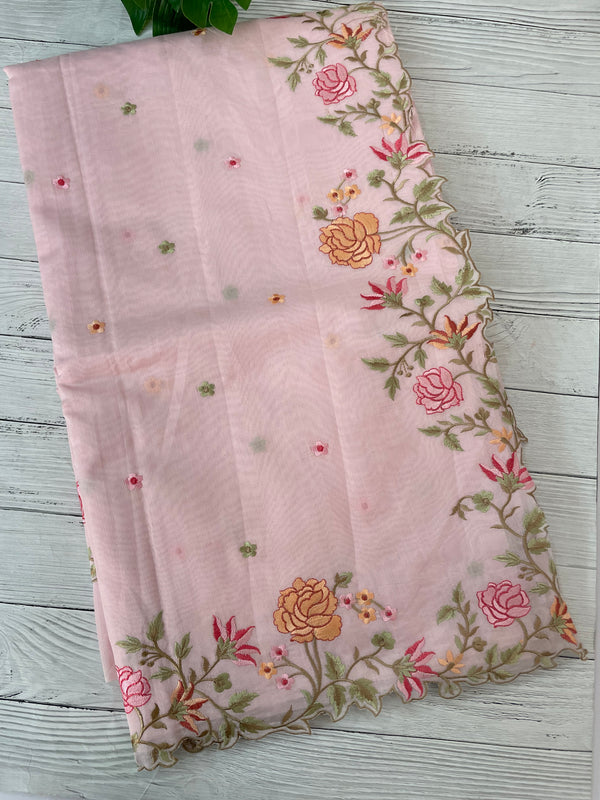 Mul chanderi saree with embriodery borders MSH113