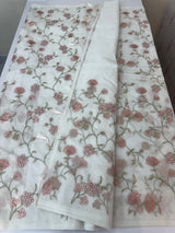 White Supernet saree with embroidery MSH153