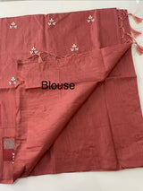Butter silk saree with embroidery MTS569