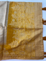 Art tussar saree with contrast blouse MSA37 - Yellow