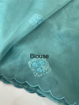 Organza saree with embroidery - MSH375 Blue