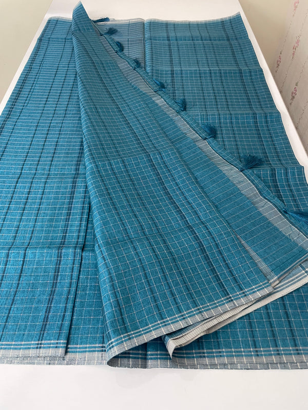 Semi silk saree in check pattern MSR699