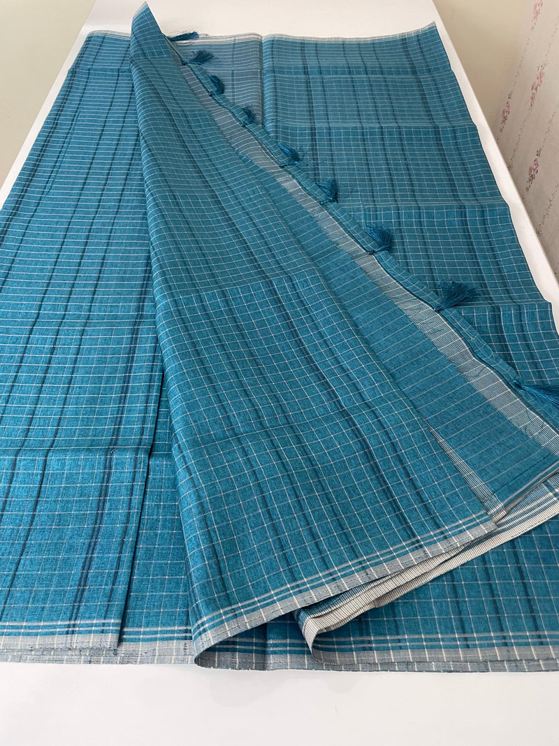 Semi silk saree in check pattern MSR699