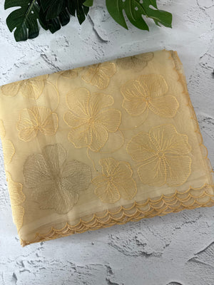 Viscose organza saree with thread work - MSH925 PastelYellow