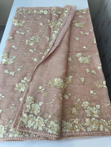 Tissue Organza saree with thread work  MS14931 PastelPeach
